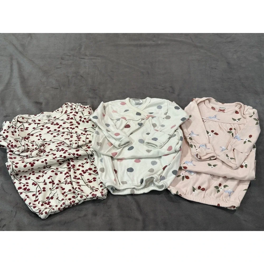 Carters Touched by Nature Baby Sleeper Gown Bundle 3M 0-6M Floral Polka Dot Set